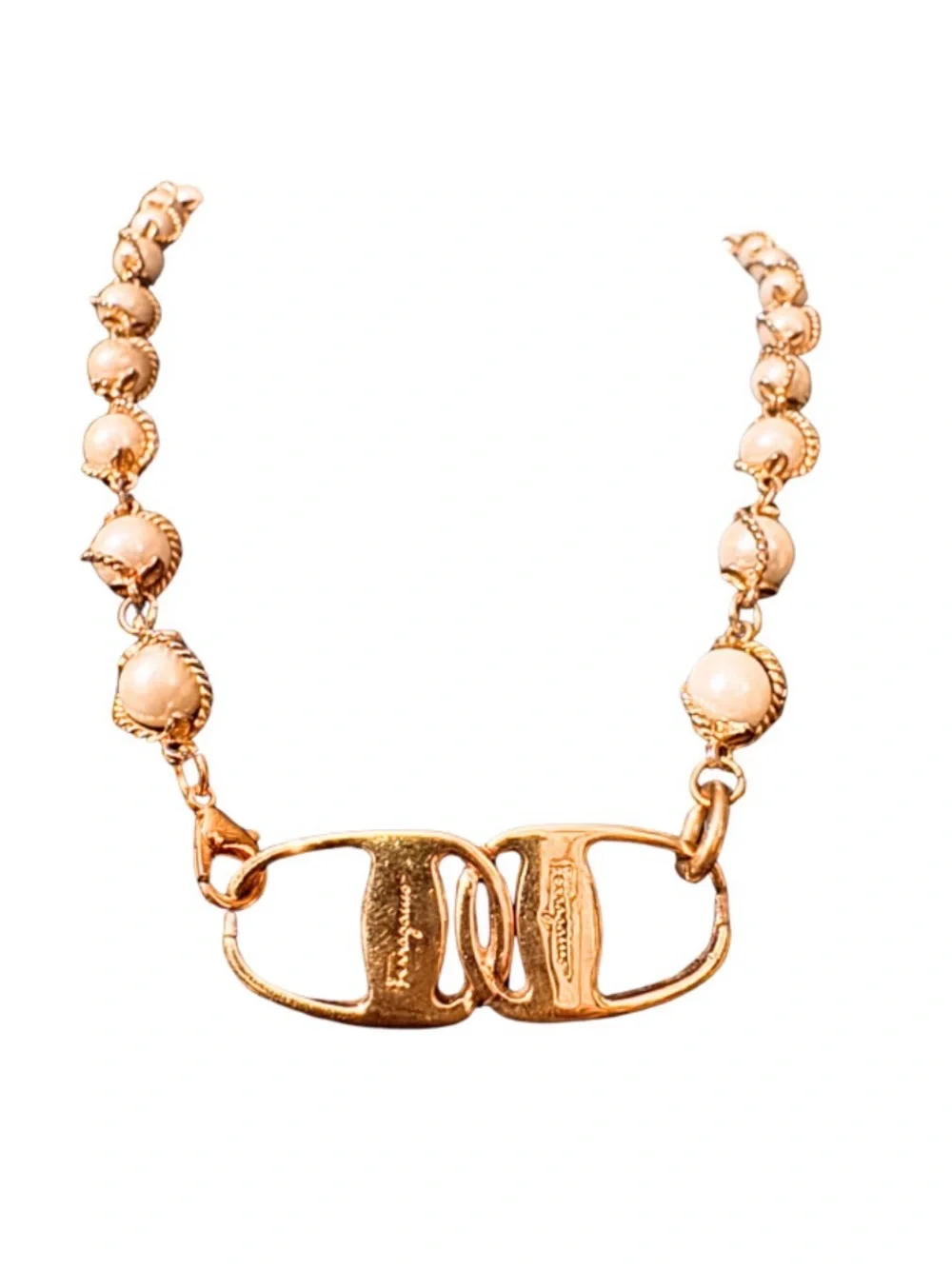 Ferragamo Upcycled Caged Pearl Necklace - Picture 5 of 9